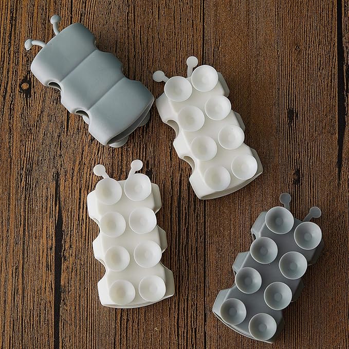 Riakrum 4 Pieces Silicone Shower Head Holder Universal Relocatable Silicone Shower Bracket Non Drilling Movable Fixed Seat Handheld Accessories