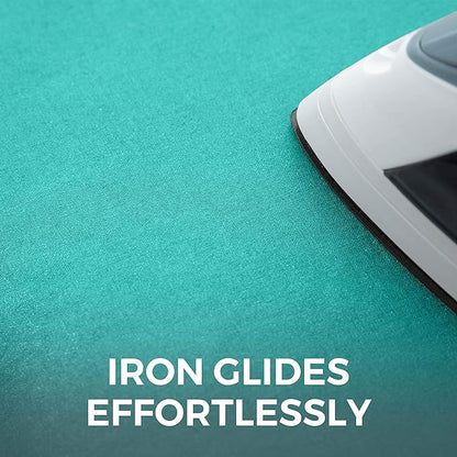 HOME GENIE Ironing Board Cover, Extra Thick Padding, Scorch Resistant Silicone Coating, 15x54 Elastic Edge Heavy Duty Iron Pad Covers Standard Boards, Hook and Loop Fastener Strap, Turquoise