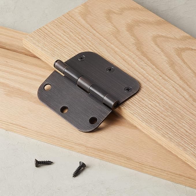 Amazon Basics Rounded 3.5 Inch x 3.5 Inch Door Hinges, Oil Rubbed Bronze, 72 Count (Pack of 1)