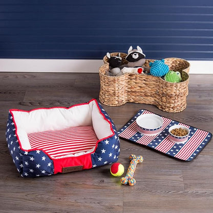 Bone Dry Pet Storage Collection, Bone Shape Hyacinth Toy Basket, Natural, Small