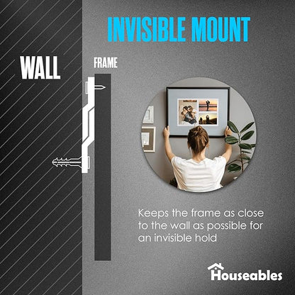 Houseables French Cleat Hanger, Mirror Hanging Kit, Mirror Hanging Hardware, Heavy Duty Picture Hangers, Mounting Bracket, Z Clips, Z Brackets for Wall Mounting, Aluminum, Metal, 50 LBS, 6 in, 3 Pair