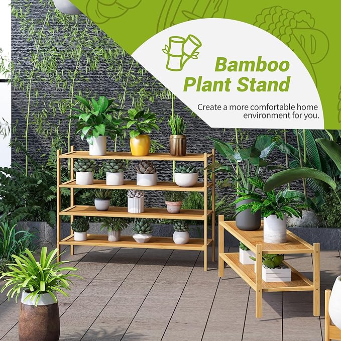 BMOSU 4-Tier Bamboo Extended Shoe Rack Premium Stackable Shoe Shelf Storage Organizer for Hallway Closet Living Room Entryway Organizer(Natural)