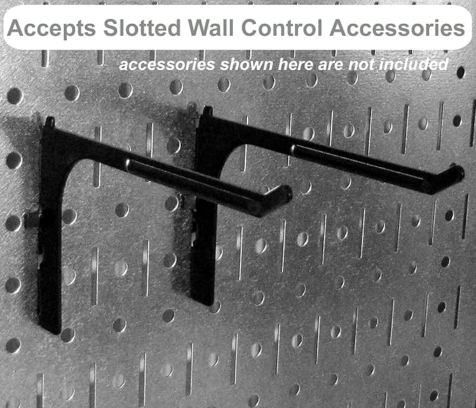 Wall Control Power Tool Storage Organizer Kit Cordless Drill Holder Charging Station Rack 16” x 32” Metal Pegboard Organization System (Grey Pegboard)