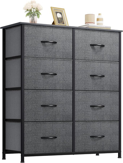 YITAHOME Dresser for Bedroom, Tall Dresser with 8 Drawers, Storage Tower with Fabric Bins, Chest of Drawers for Closet & Living Room