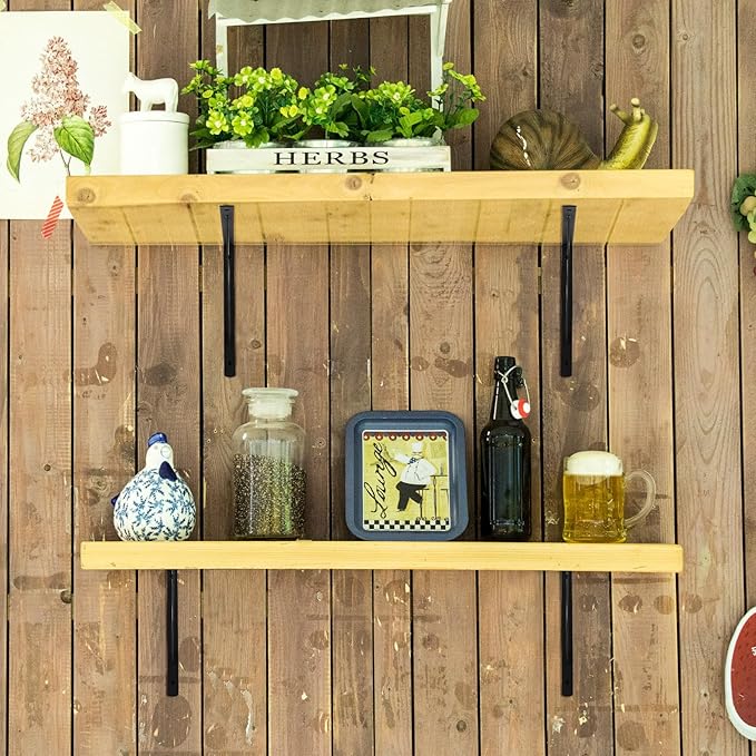 8 Pcs Heavy Duty Shelf Brackets, Floating Metal Shelf Brackets, Metal Wall Mount L Shaped Shelves Support Angle Brackets for Heavy Duty Floating Shelves Shelf Brackets (11.81 inch x 7.48 inch)