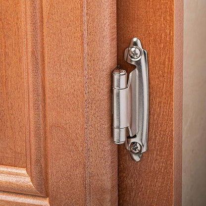 DecoBasics Cabinet Hinges Brushed Nickel for Kitchen Cabinets Doors (10 Pair -20 Pcs) -1/2" Overlay (Variable) -Self Closing Kitchen Cabinet Hinges Flush Mount w/Silicon Bumpers & Hardware Screws