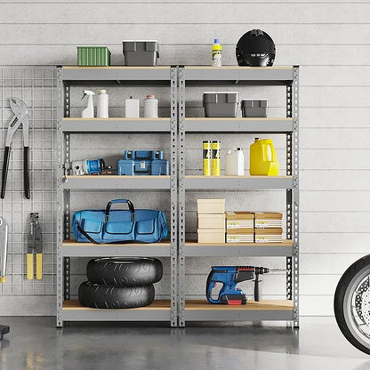 Topeakmart 5-Tier Utility Shelves, Metal Storage Shelves, Adjustable Shelving Units, Boltless Assembly, Garage Shelves Shed Shelving for Warehouse Garage Shed Basement- Light Gray, 27.5 x 12x 60 Inch