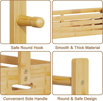 Kids Clothing Rack for Toddler, Pets Clothes Rack with Storage Box & Hanging Rod for Dogs/Cats, Baby Clothes Closet Stand for Nursery Room (Natural, Kids)