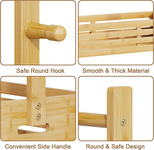 Kids Clothing Rack for Toddler, Pets Clothes Rack with Storage Box & Hanging Rod for Dogs/Cats, Baby Clothes Closet Stand for Nursery Room (Natural, Kids)