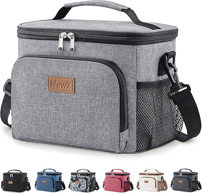Lifewit Reusable Insulated Lunch Bag, Portable Cooler Freezable Soft Lunchbox Leakproof with Adjustable Shoulder Strap for Men Women Adult for Work Picnic or Travel, 9L 12 Can, Grey