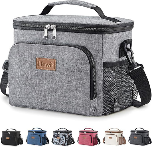Lifewit Reusable Insulated Lunch Bag, Portable Cooler Freezable Soft Lunchbox Leakproof with Adjustable Shoulder Strap for Men Women Adult for Work Picnic or Travel, 9L 12 Can, Grey