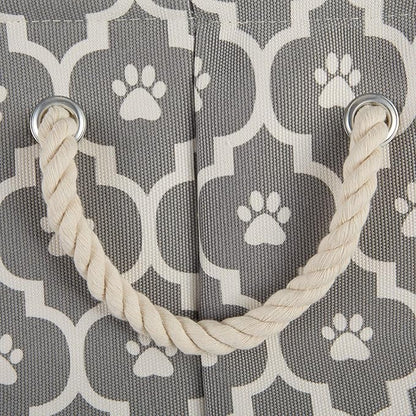 Bone Dry Pet Storage Collection Lattice Paw Print, Gray, Small Round