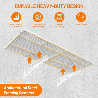 2-Pack 1.5x4ft Garage Shelving Heavy Duty, 500 Lbs Wall Mounted Storage Shelf, Solid Flat Panel Organizer With Complete Install Kit, White
