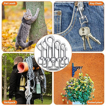 Therwen 24 Pcs Swivel Snap Hooks for Dog Leash Heavy Duty 2.76 Inch Flag Clasp Single Ended Clip Hooks Multipurpose Bolt Snap for Keychain Camera Strap Linking Pet Leash(Groovy Style,0.63")
