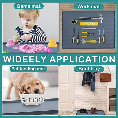 URMONA Waterproof Silicone Under Sink Mat 22'' x 22'' Shelf Liner for Kitchen and Bathroom, Cabinet and Counter Protector, Storage and Organizers, Litter Mat, Pet Cat Puppy Essentials(Light Grey)