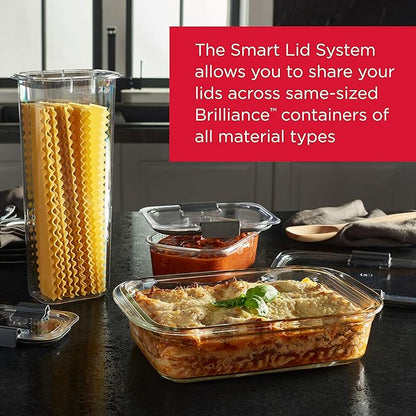 Rubbermaid Brilliance Glass Storage 4.7-Cup Food Containers with Lids Set of 3 Clear