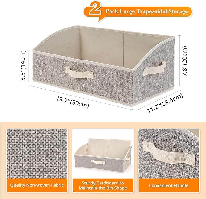 2 Pack Dog Toy Basket, Collapsible Cat Dog Toy Bin with Handles, Fabric Trapezoid Dog Toy Box Storage for Pet Dogs Toys,Blankets,Clothes and Accessories (Ecru)