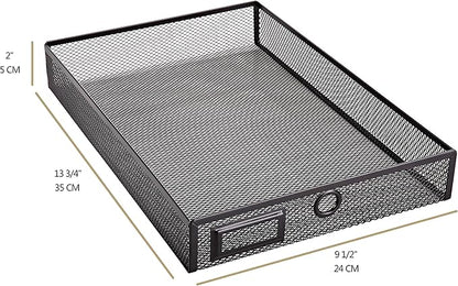 Annova Desk Organizer Wire Mesh 3 Tier Sliding Drawers Paper Sorter/Multifunctional/Premium Solid Construction for Letters, Documents, Mail, Files, Paper, Kids' Art Supplies (Black)