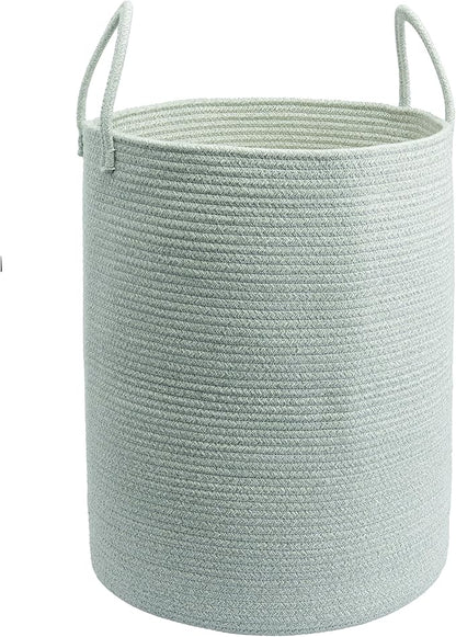 Cotton Rope Laundry Basket Hamper for Clothes Woven Storage Basket for Living Room Bedroom Boho Tall Rope Baskets for Blanket Toys Pillow Towels Baby Nursery Hamper Bin green Large