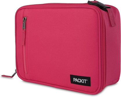PackIt® Freezable Classic Lunch Box, Magenta, Built with EcoFreeze® Technology, Collapsible, Reusable, Zip Closure With Zip Front Pocket and Buckle Handle, Designed for Fresh Lunch On the Go