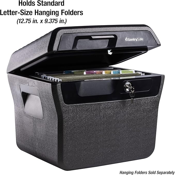 SentrySafe Fireproof and Waterproof Lock Box with Key Lock, File Safe with Carrying Handles for Documents, 0.66 Cubic Feet, 14.1 x 16.6 x 13.8 Inches, FHW40100