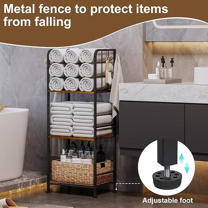 Towel Rack for Bathroom 3-Tier M-Shaped Detachable Dividers, Durable Metal Towel Holder, Pool Items Holder, Space-Saving Storage Organizer, Modern Bath Towel Shelf Free Standing Patent Pending