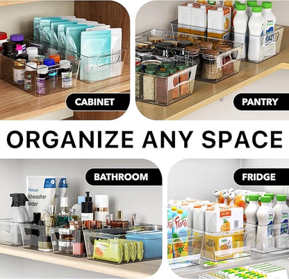 Simple Houseware 4 Pcs Pantry Clear Bin Storage Organizer, 14" x 7" x 3.75"