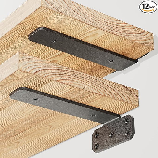 SKYSEN 12 Pack 8" Floating Shelf Bracket, Shelves Brackets, Wood Shelving Brackets Hardware - Heavy Duty - 4/6/8/10/12 inch - Real Hidden Bracket Design（tzj8-12）
