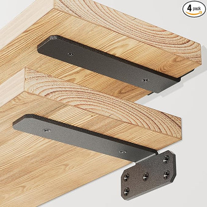 SKYSEN 4 Pack 8" Floating Shelf Bracket, Shelves Brackets, Wood Shelving Brackets Hardware - Heavy Duty - 4/6/8/10/12 inch - Real Hidden Bracket Design（tzj8-4）
