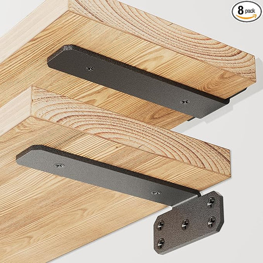 SKYSEN 8 Pack 8" Floating Shelf Bracket, Shelves Brackets, Wood Shelving Brackets Hardware - Heavy Duty - 4/6/8/10/12 inch - Real Hidden Bracket Design（tzj8-8）
