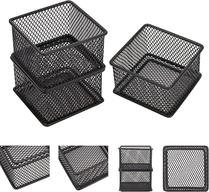 Annova Mesh Stackable Drawer Cabinet and Shelf Organizer Bins Storage Basket School Office Supply Holder Tray- Set of 2 (Black, 3x3x2 Inch)