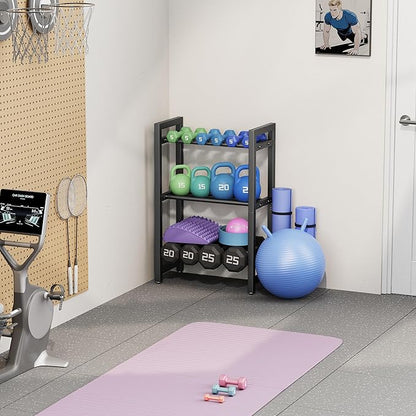 Dumbbell Rack 3-Tier 20 IN Length Adjustable Weight Rack For Home Gym Dumbbells Kettlebell (Rack Only)