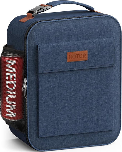 HOTOR Lunch Bag for Men & Women - Large Capacity Insulated Lunch Bag with Mutiple Pockets, Wear-Resistant Cooler Lunch Box for Office, Picnic, Dark Blue, 7L, 9.06" x 4.33" x 10.63"
