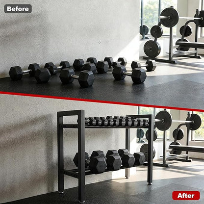 Dumbbell Rack, 2-Tier | 3-Tier Weight Rack for Home Gym, 300LB | 450LB Adjustable Dumbbell Rack Stand Only Weight Storage Rack Gym Organizer