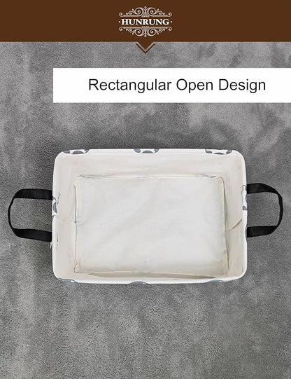 HUNRUNG Rectangle Storage Basket Cute Canvas Organizer Bin for Pet/Children Toys, Books, Clothes Perfect for Rooms/Playroom(REC-Color Mushroom)
