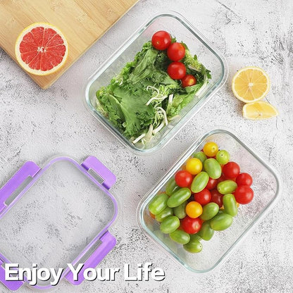 10 Pack Borosilicate Glass Meal Prep Containers with Locking Lids, Glass Food Storage Containers Set, Airtight Lunch Bento Boxes, BPA-Free & Leak Proof, 36oz & 14oz, Freezer, Oven Safe-Pink