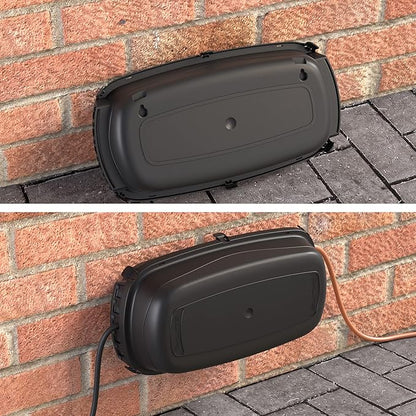 D-Line Weatherproof Electrical Box, Outdoor Extension Socket Box, IP54, 2X Entry and Exit Sections for Ease of Use - Black