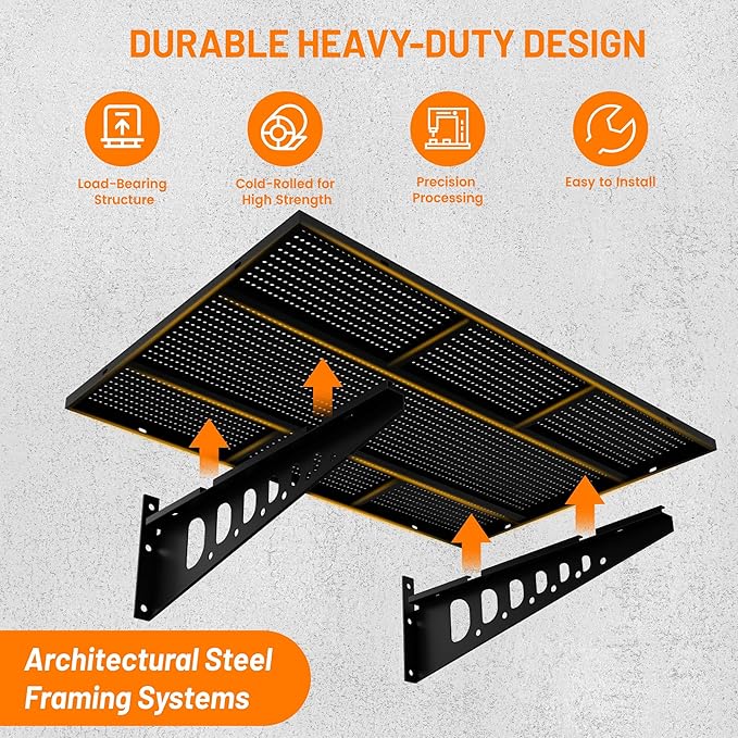 4-Pack 2x3ft Wall Storage Shelves, 1000 Lbs Garage Wall Shelf, Heavy Duty Floating Tool Rack With Complete Install Kit, Black