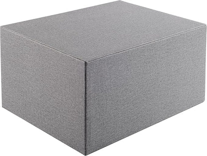 Cloth-effect Faux Leather Desk Organizer File Cabinet Executive Office Supplies Desktop Filing A4 Contract Document Stackable Storage Box with 3 Drawers (Grey)