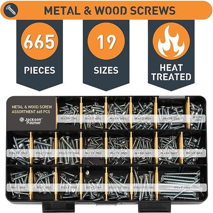 Jackson Palmer 2251 Piece Hardware Assortment Kit with Screws, Nuts, Bolts & Washers (3 Trays)…