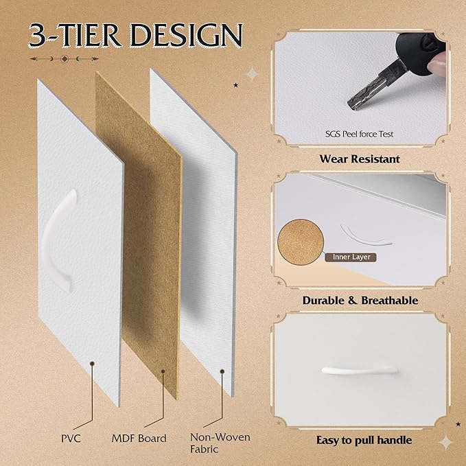 WLIVE Fabric Dresser for Bedroom with 10 Drawers, Tall Chest of Drawers, White Dressers Bedroom Furniture, Dresser for Closet, Hallway, Living Room, Entryway
