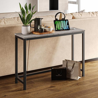 BOFENG Narrow Console Table with Outlet,Thin Sofa Table with Charging Station,41.5 Inch Small Entryway Table,for Hallway,Bedroom,Living Room,Foyer,Grey