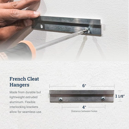 PHS - French Cleat Hanger Kit - 6 inch Heavy Duty Z Clips (3 Pairs) - Supports 50 lbs - Mirror Hanging Hardware, Picture Mounting Brackets, Wall Mount System for Frames & Cabinets