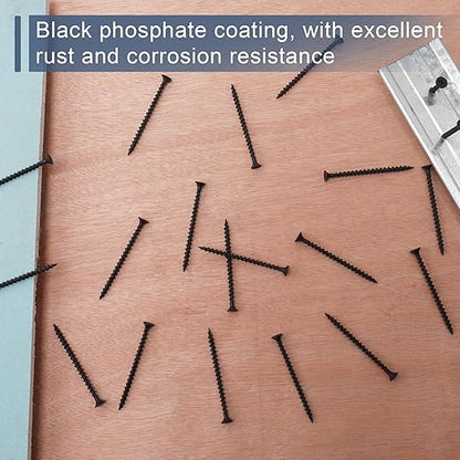 85pcs #8 × 2-1/2 inch High Hardness Drywall Screws, Black, Coarse Thread, Phillips Drive, Bugle Head, Black Wood Screws, Wood and More