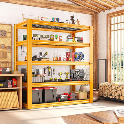 REIBII Garage Shelving Load 3200LBS, 5-Tier Storage Shelves, Adjustable Heavy Duty Metal Shelving Unit for Pantry, Basement, Warehouse, 72" H x 36" W x 16" D, 2PC