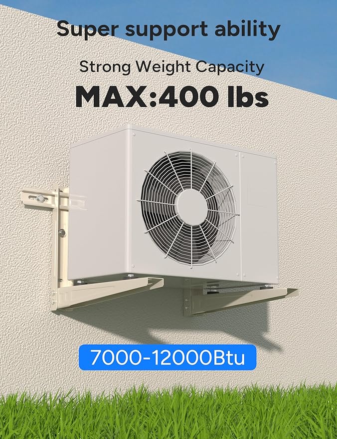Mini Split Wall Mounting Bracket, Heavy-Duty Wall Bracket for 7000 Btu to 12000 Btu Outdoor Ductless Minisplit Air Conditioner AC Heat Pump Systems, Max 400 Lb Capacity