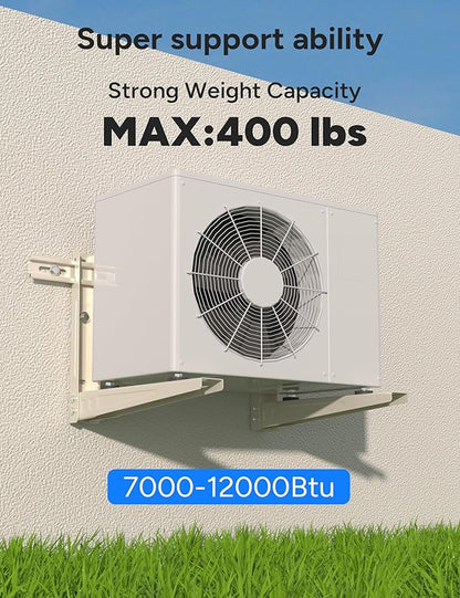 Mini Split Wall Mounting Bracket, Heavy-Duty Wall Bracket for 7000 Btu to 12000 Btu Outdoor Ductless Minisplit Air Conditioner AC Heat Pump Systems, Max 400 Lb Capacity