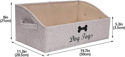 Geyecete Foldable Fabric Trapezoid Organizer Boxes - Collapsible Dog Toy Basket (Light Brown-DOG)