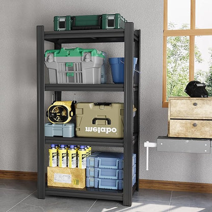 32"W Metal Garage Shelving Unit, Heavy Duty Adjustable Storage Rack, Steel Shelving, Industrial Metal Shelves for Heavy Tools and Equipment, Ideal for Garage, Basement, Kitchen 4-Tier 44"Hx32"Wx14"D