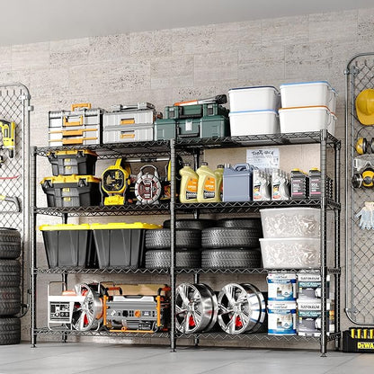 4-Tier Metal Storage Shelves, Adjustable Wire Shelving Unit for Garage, Pantry, Basement & Kitchen, Easy Assembly, 59" w x 13.8" d x 59.5" h, 265 Lbs Per Tier